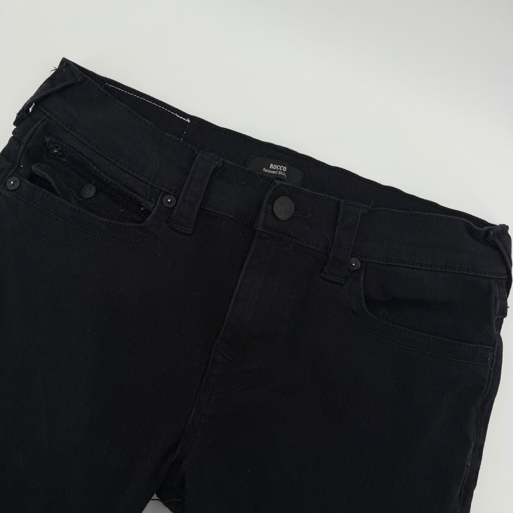 True Religion Rocco Relaxed Skinny Jeans Mens 32 Black Horseshoe Flap Pocket